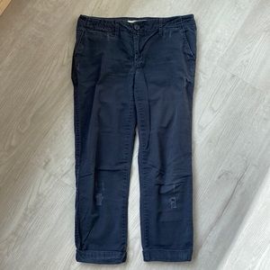 Distressed Blue Cropped Pants